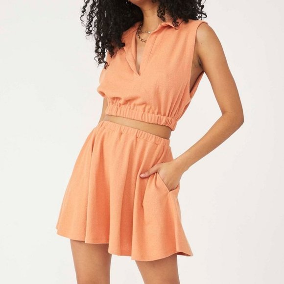 Free People Pants - Free People Beach Ace Set Matching Two Piece Skort Skirt Shorts Cropped Tank Top